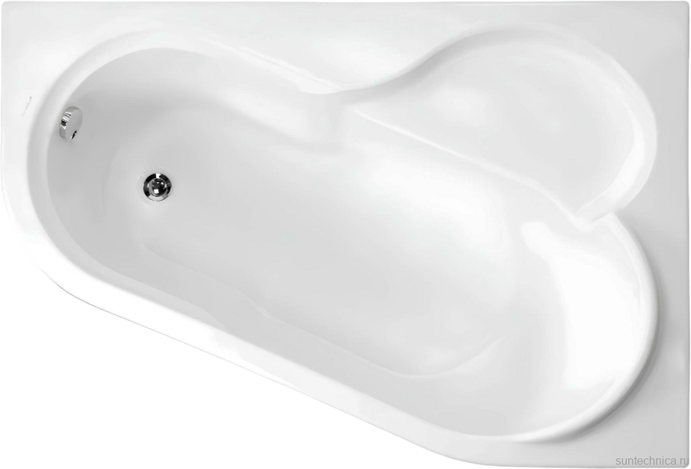 Акриловая ванна Vagnerplast Selena R 145x100 см, угловая, правая, встраиваемая, белая, асимметричная, с каркасом