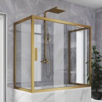 Шторка на ванну Kubele DE019 P2U-CLN-BR 150х75 см, профиль бронза