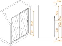 Душевая дверь в нишу RGW Passage PA-14 Gr 160 см, профиль серый, стекло прозрачное