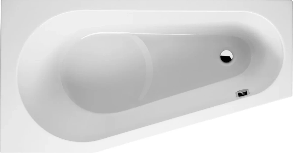 Акриловая ванна Riho Delta R 150x80 см, угловая, правая, пристенная, белая, пятиугольная, на ножках, со сливом-переливом