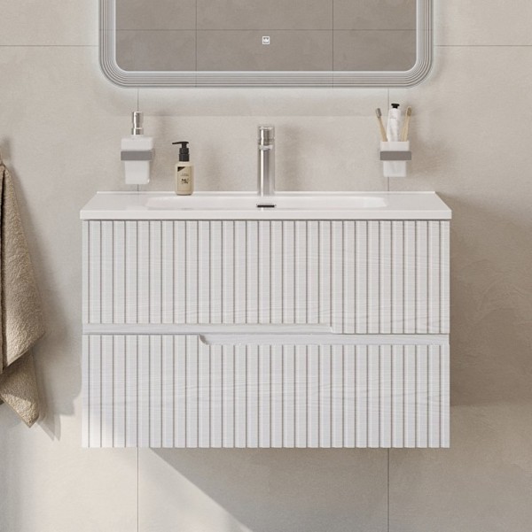 Тумба с раковиной Cezares Duet 80 ясень белый софт, раковина Cezares CZR-8095-80