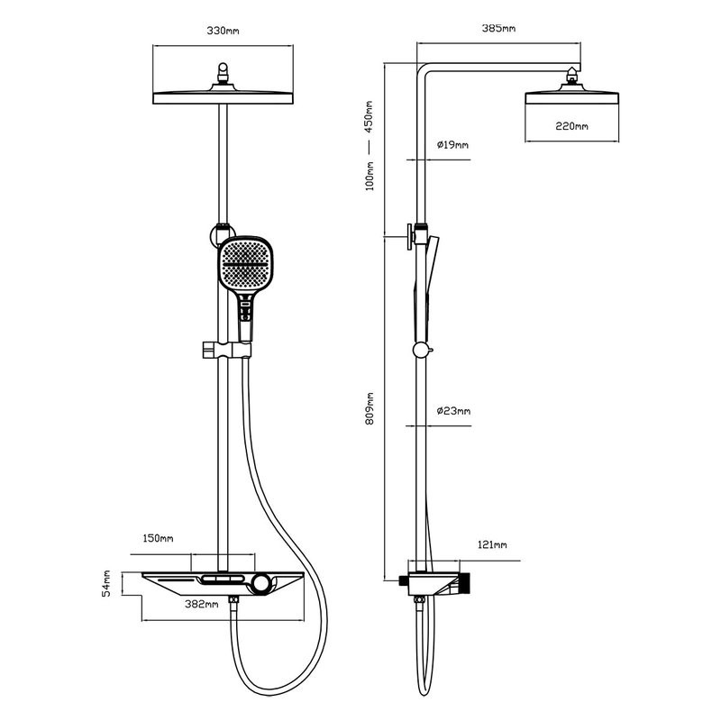 Душевая стойка Vincea VSFS-411GM с изливом, вороненая сталь