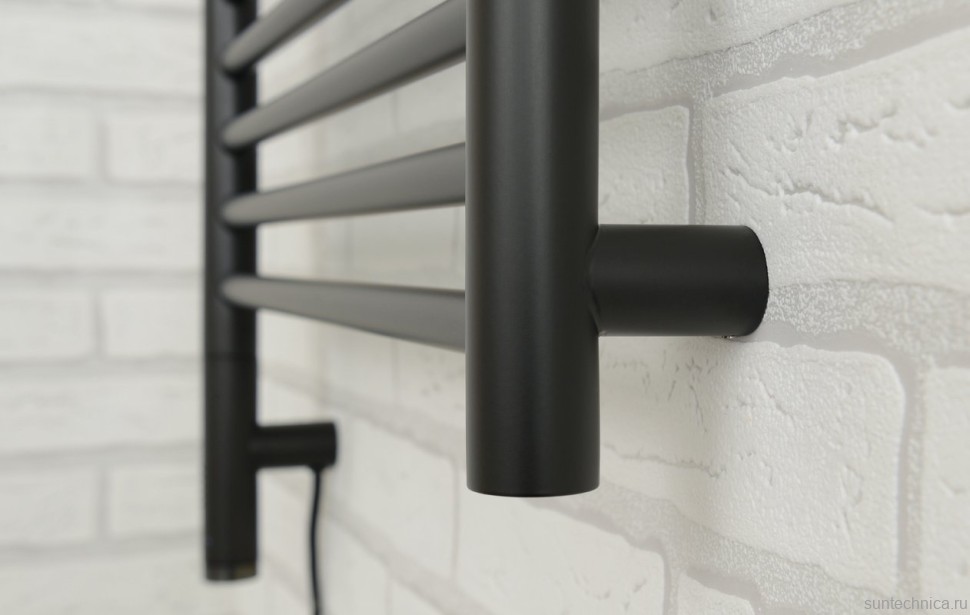 Полотенцесушитель электрический Сунержа Богема 3.1 31-6006-1050 110x55 см, подключение слева, матовый черный, лесенка, с полкой