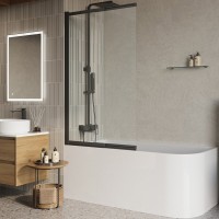 Шторка на ванну BelBagno Luce VF-11-90/145-C-NERO профиль матовый черный, стекло прозрачное