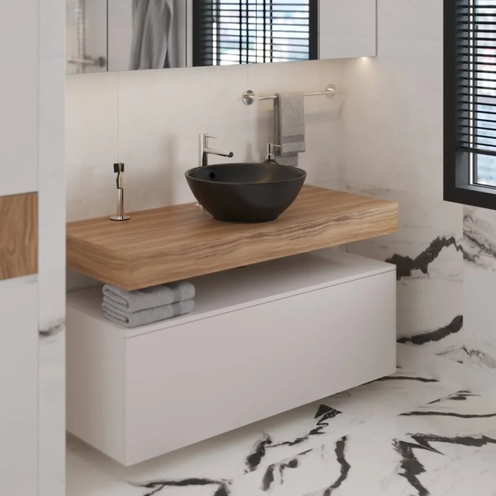 Мебель для ванной комнаты VitrA Ольборг 60: столешница 120, без отверстий, дуб французский + 2 тумбы 60