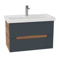 Тумба под раковину без столешницы Onika Айленд 70 подвесная, графит, дуб крафт золотой
