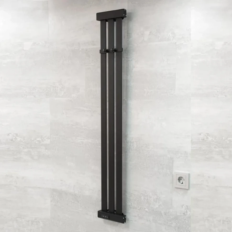 Полотенцесушитель электрический Тругор Вектор Пэк сп Al 120х18 120x20 см, черный, I-образный, алюминиевый