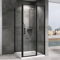 Душевой уголок Abber Sonnenstrand AG04110BS-S85B 85x110, профиль черный, стекло прозрачное