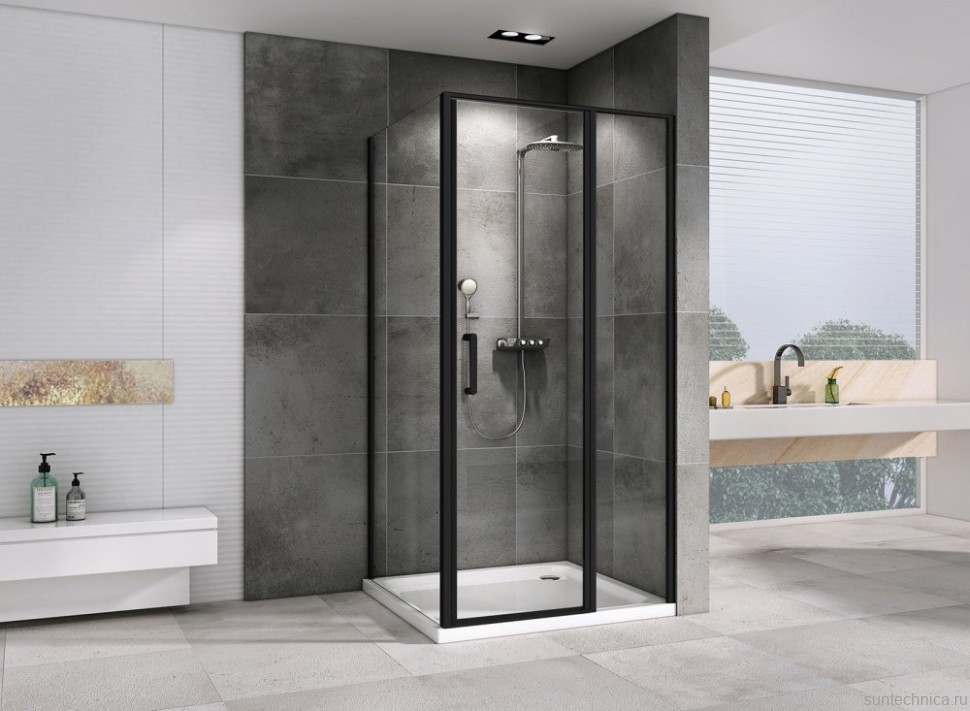 Душевой уголок Abber Sonnenstrand AG04110BS-S85B 85x110, профиль черный, стекло прозрачное