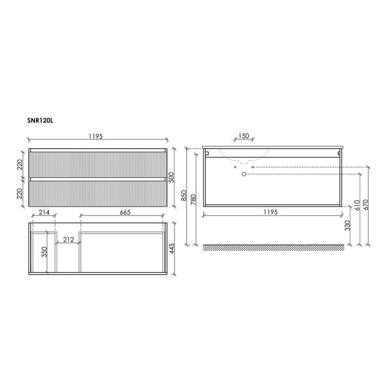 Тумба для ванной подвесная Sancos Snob R левая 1195х445х500, SNR120LW