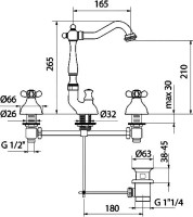 Смеситель для раковины Webert Ottocento OT750202010 золото