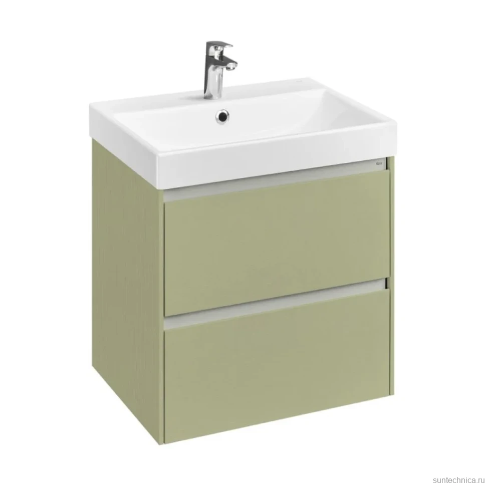 Тумба с раковиной Roca Ona Olive 60 оливковая матовая, раковина ZRU9307561