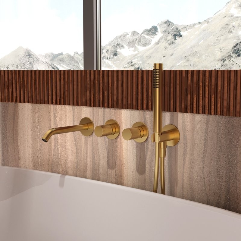 Встраиваемый смеситель для душа и ванны Vincea Аура VBTW-6AU1BG С ВНУТРЕННЕЙ ЧАСТЬЮ, брашированное золото