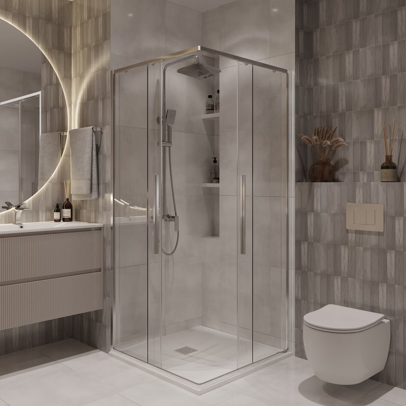 Душевой уголок Niagara Nova NG-6622-34 80x80, профиль хром, стекло прозрачное