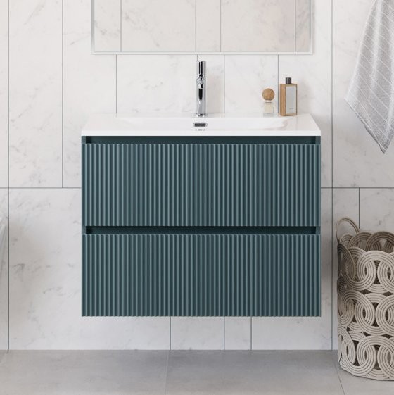 Тумба с раковиной BelBagno Uno 90 подвесная, 2 ящика, матовая голубая