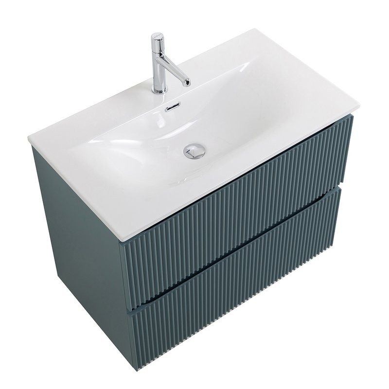 Тумба с раковиной BelBagno Uno 90 подвесная, 2 ящика, матовая голубая