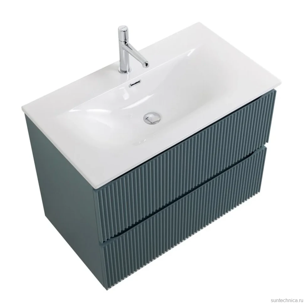 Тумба с раковиной BelBagno Uno 90 подвесная, 2 ящика, матовая голубая