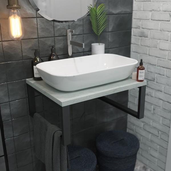 Столешница с раковиной 1MarKa Grunge Loft 60 бетон светлый