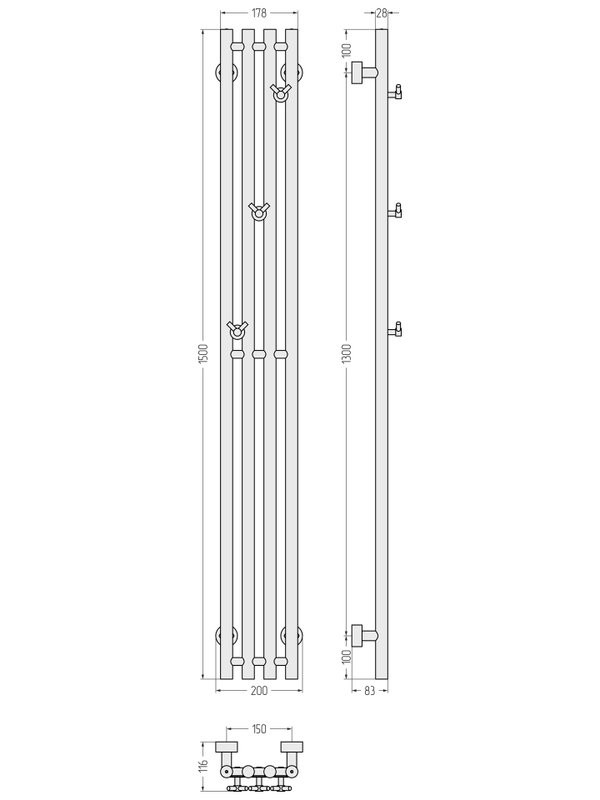 Полотенцесушитель водяной Сунержа Кантата Pro 03-0446-1515 150x20 см, глянцевое золото, I-образный