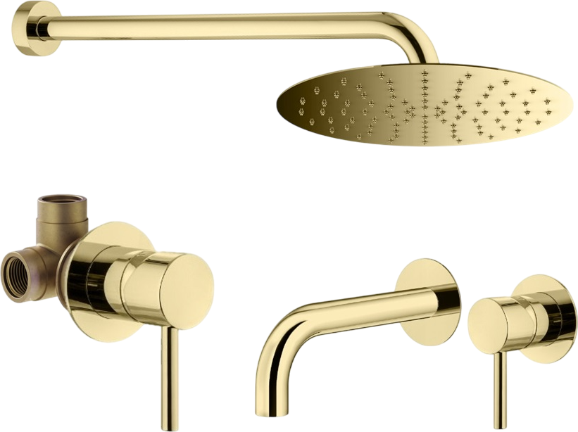 Комплект для ванной Plumberia Selection Ixo KITXO01OR210 С ВНУТРЕННЕЙ ЧАСТЬЮ, золото 24к