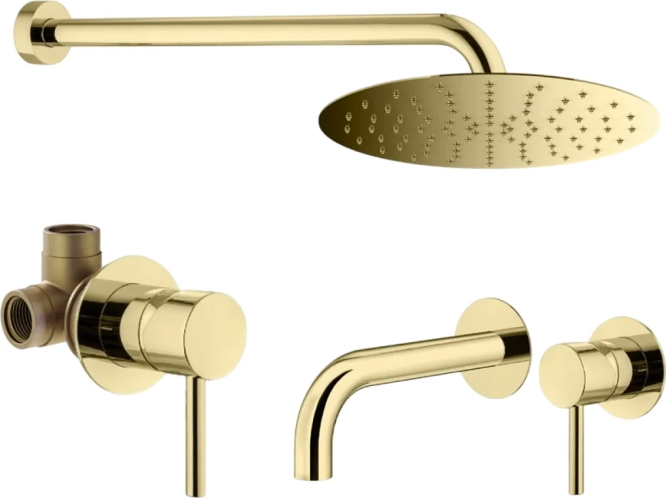 Комплект для ванной Plumberia Selection Ixo KITXO01OR210 С ВНУТРЕННЕЙ ЧАСТЬЮ, золото 24к