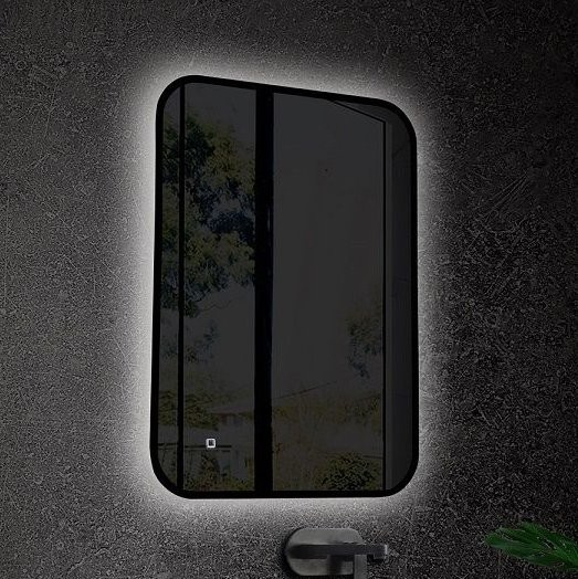 Зеркало Art&Max Siena S 55х80 черное, с LED-подсветкой, 6000К