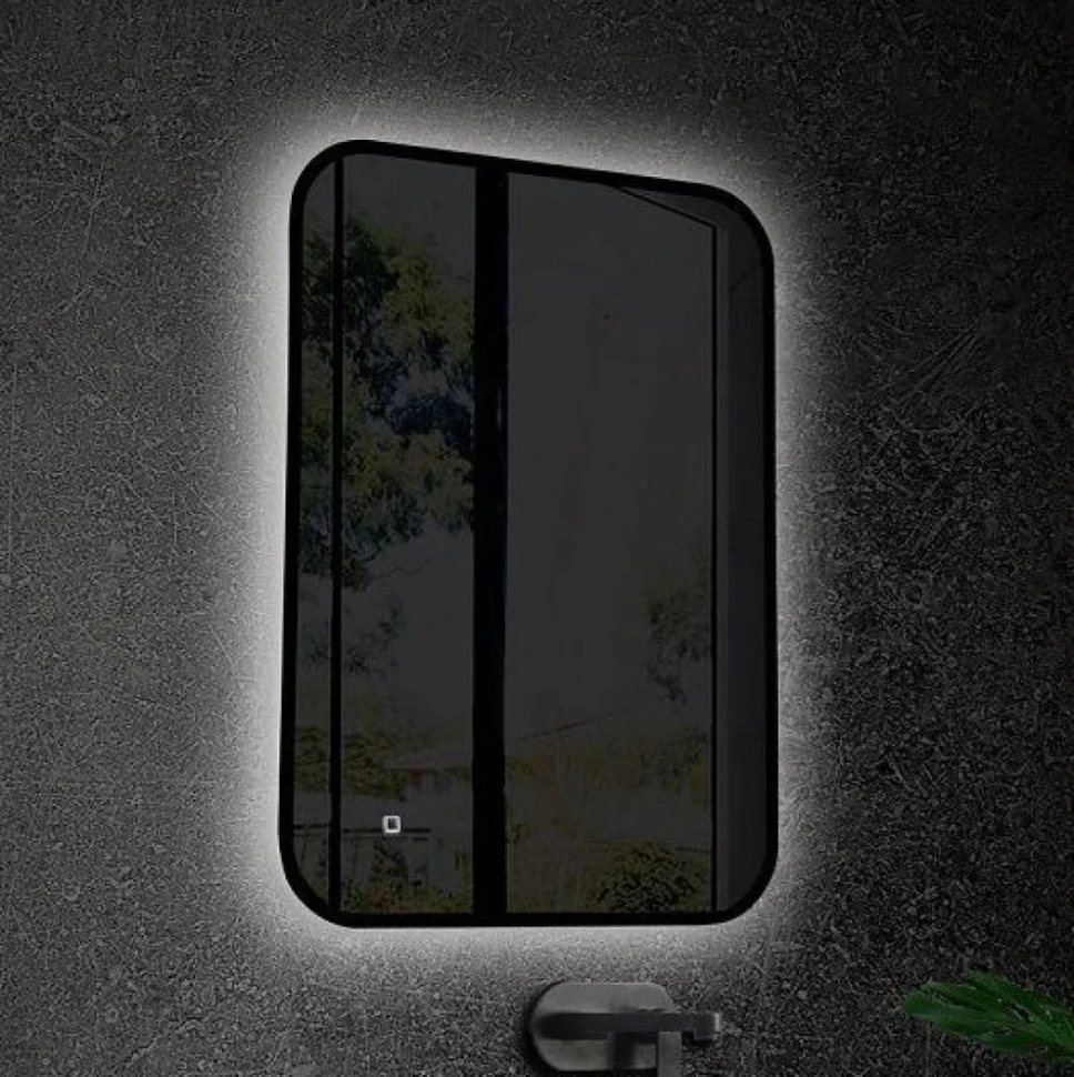 Зеркало Art&Max Siena S 55х80 черное, с LED-подсветкой, 6000К
