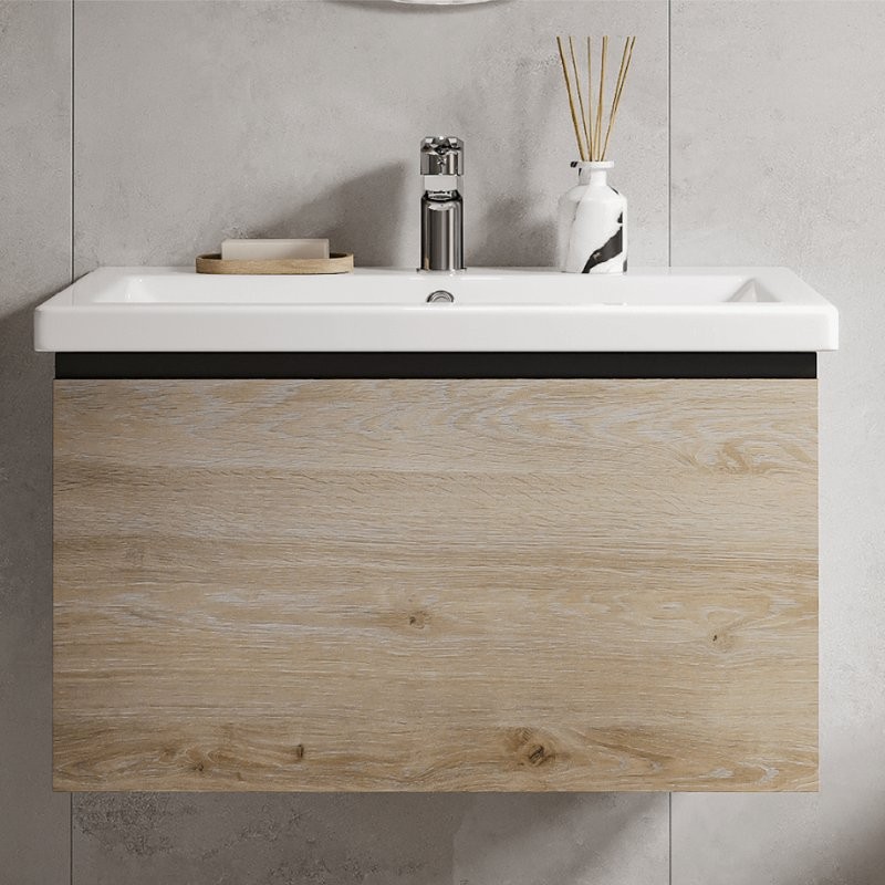 Тумба с раковиной Vigo Cross 70 подвесная, 1 ящик, светлое дерево