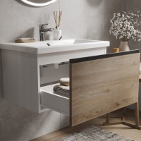 Тумба с раковиной Vigo Cross 70 подвесная, 1 ящик, светлое дерево