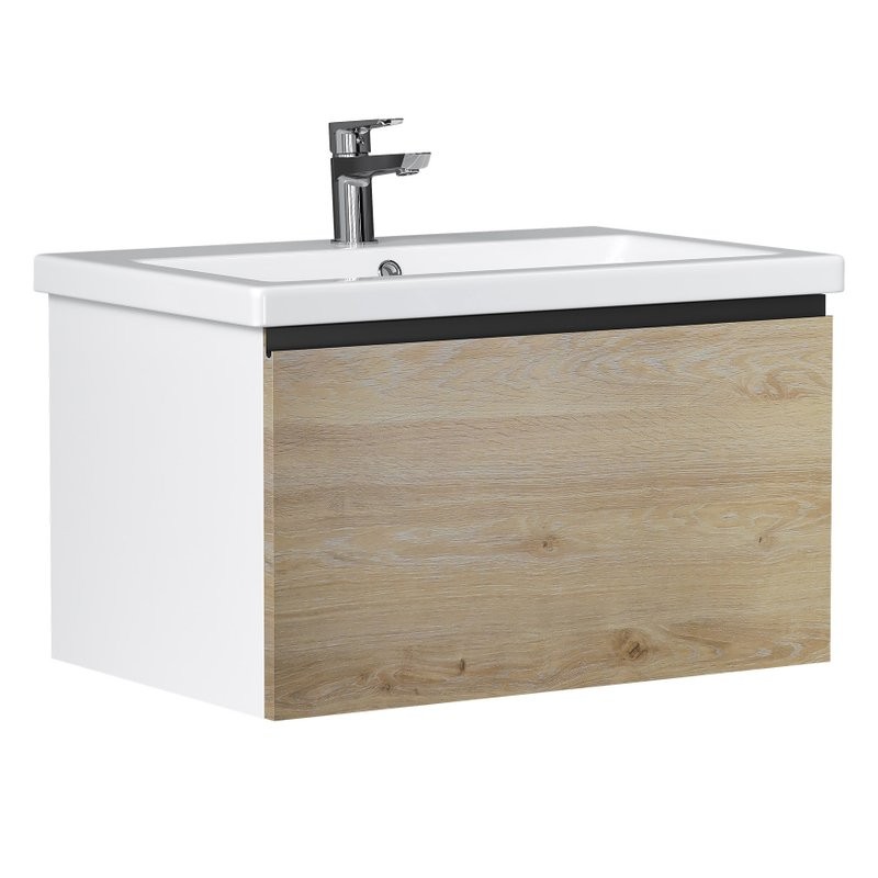 Тумба с раковиной Vigo Cross 70 подвесная, 1 ящик, светлое дерево