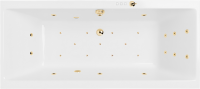 Акриловая ванна Excellent Pryzmat Ultra 200x90 см, встраиваемая, с гидромассажем, белая, с каркасом, со сливом-переливом, фурнитура золото