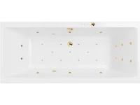 Акриловая ванна Excellent Pryzmat Ultra 200x90 см, встраиваемая, с гидромассажем, белая, с каркасом, со сливом-переливом, фурнитура золото