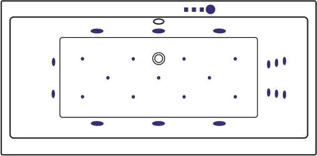 Акриловая ванна Excellent Pryzmat Ultra 200x90 см, встраиваемая, с гидромассажем, белая, с каркасом, со сливом-переливом, фурнитура золото