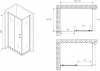 Душевой уголок Abber Schwarzer Diamant AG301505-S805 150x80, профиль хром, стекло прозрачное