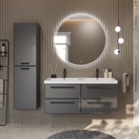 Тумба с раковиной Cezares Eco 120 4 ящика, ручки матовые черные, grafito