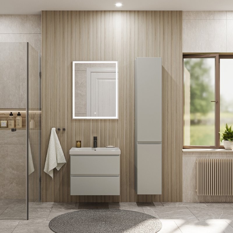 Тумба с раковиной SanStar Riana 60 подвесная, grey, раковина Moduo 60