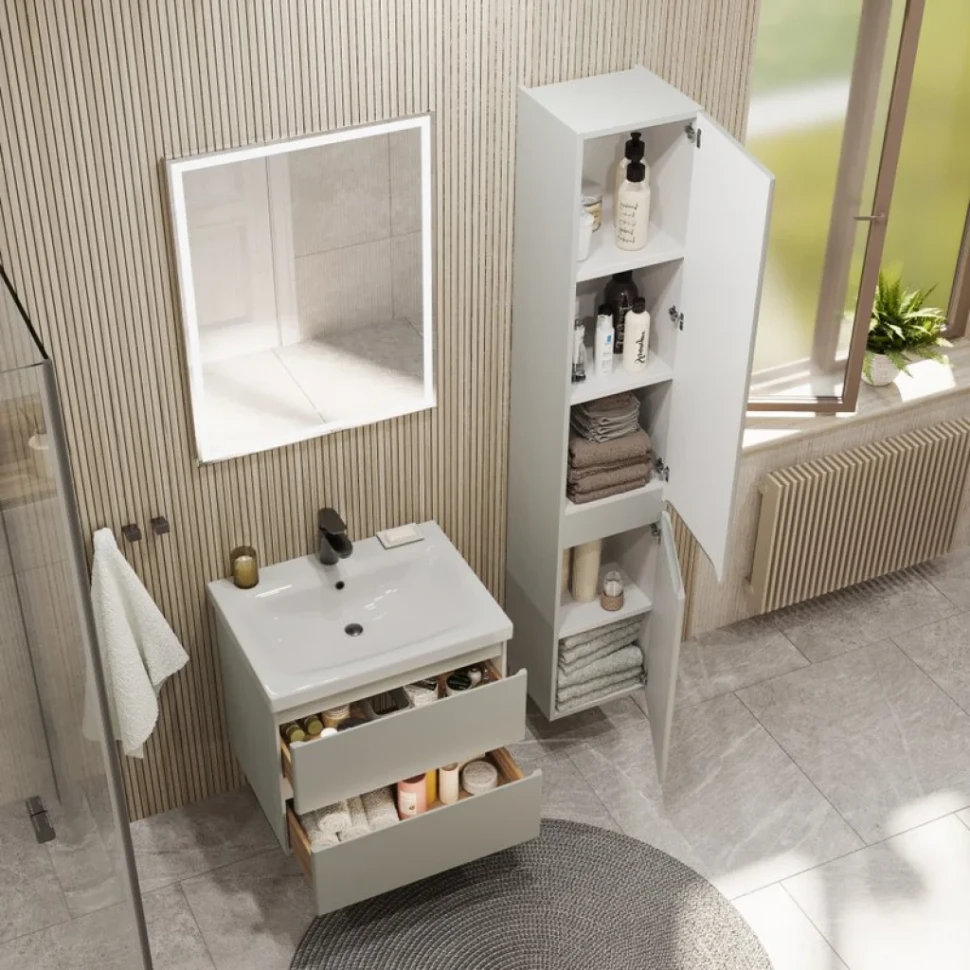 Тумба с раковиной SanStar Riana 60 подвесная, grey, раковина Moduo 60