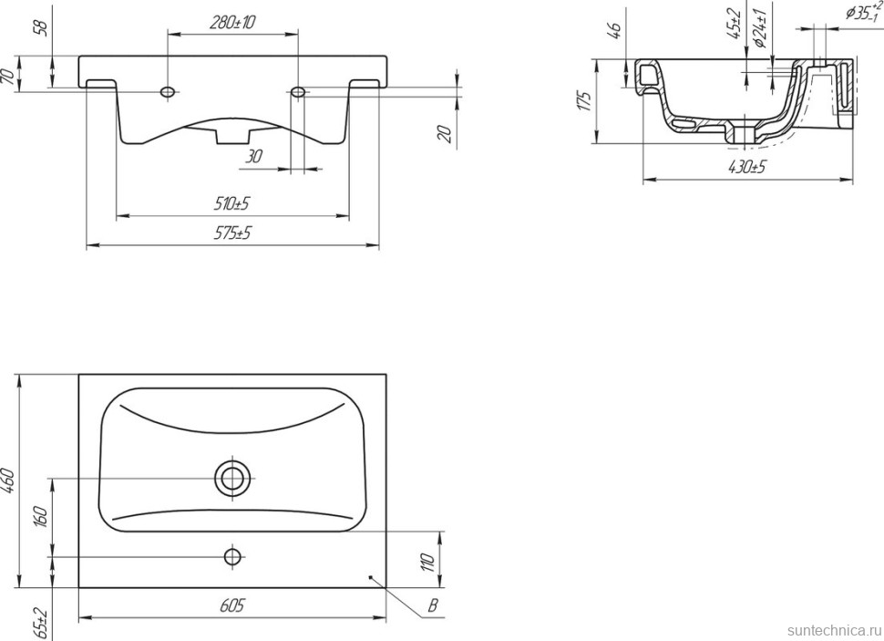 Тумба с раковиной SanStar Riana 60 подвесная, grey, раковина Moduo 60