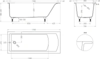 Ванна из искусственного камня Salini Cascata S-Sense 170x70 см, встраиваемая, белая, на ножках