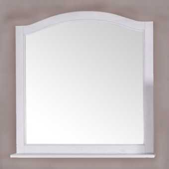 Зеркало ASB-Woodline Модерн 105 белое, патина серебро, с полкой