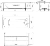 Акриловая ванна Triton Ника 180x80 см, пристенная, белая, с каркасом
