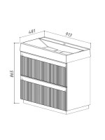 Тумба с раковиной Belux Базель 90 напольная, матовая белая