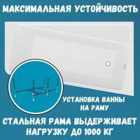 Акриловая ванна 1MarKa Direct R Премиум 170x100 см, угловая, правая, пристенная, белая, асимметричная, с каркасом, с экраном, с сиденьем, со сливом-переливом