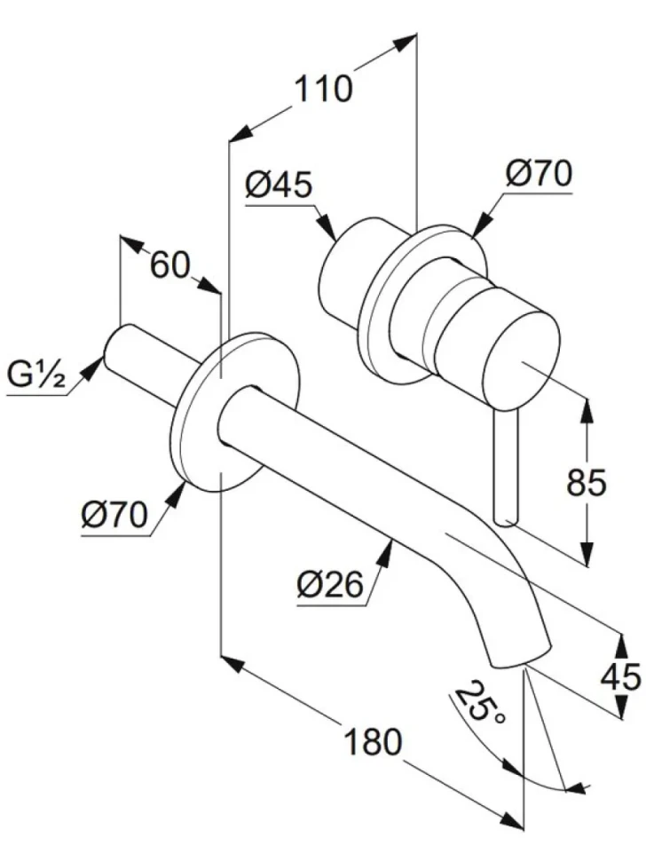 Смеситель для раковины Kludi Bozz 38244N576 С ВНУТРЕННЕЙ ЧАСТЬЮ, брашированный никель PVD