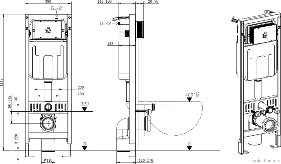 Система инсталляции для унитазов Allen Brau Pneumatic Slim 9.11102.20
