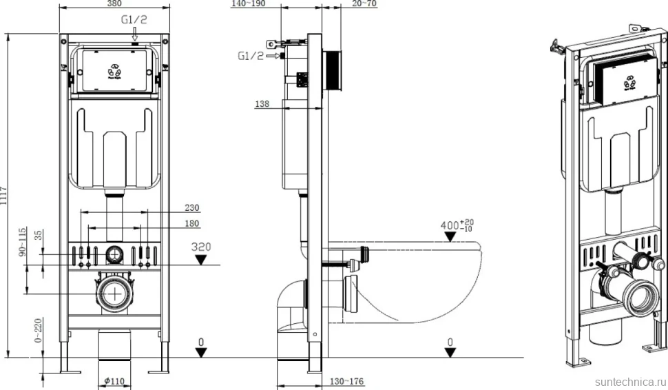 Система инсталляции для унитазов Allen Brau Pneumatic Slim 9.11102.20