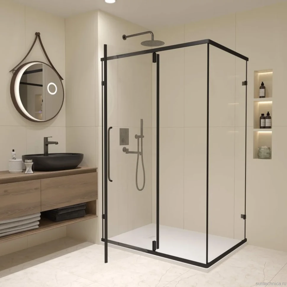 Душевой уголок RGW Classic CL-046-B 120х80x185, профиль матовый черный, стекло прозрачное