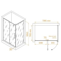 Душевой уголок RGW Classic CL-046-B 120х80x185, профиль матовый черный, стекло прозрачное