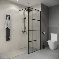 Душевая перегородка Niagara Eco NG-552-90 BLACK 90х190, профиль черный, стекло прозрачное