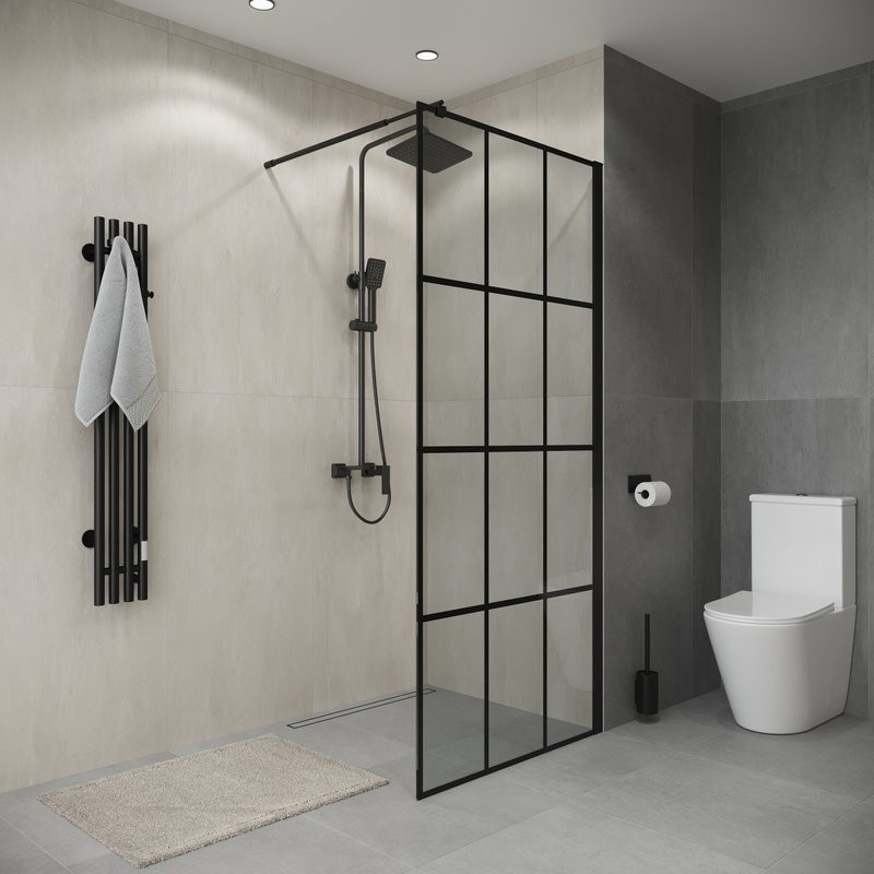 Душевая перегородка Niagara Eco NG-552-90 BLACK 90х190, профиль черный, стекло прозрачное